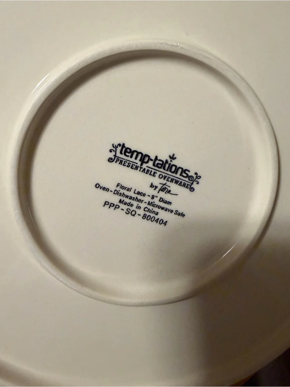 Temp-Tations Cream and Brown Floral Pie Dish